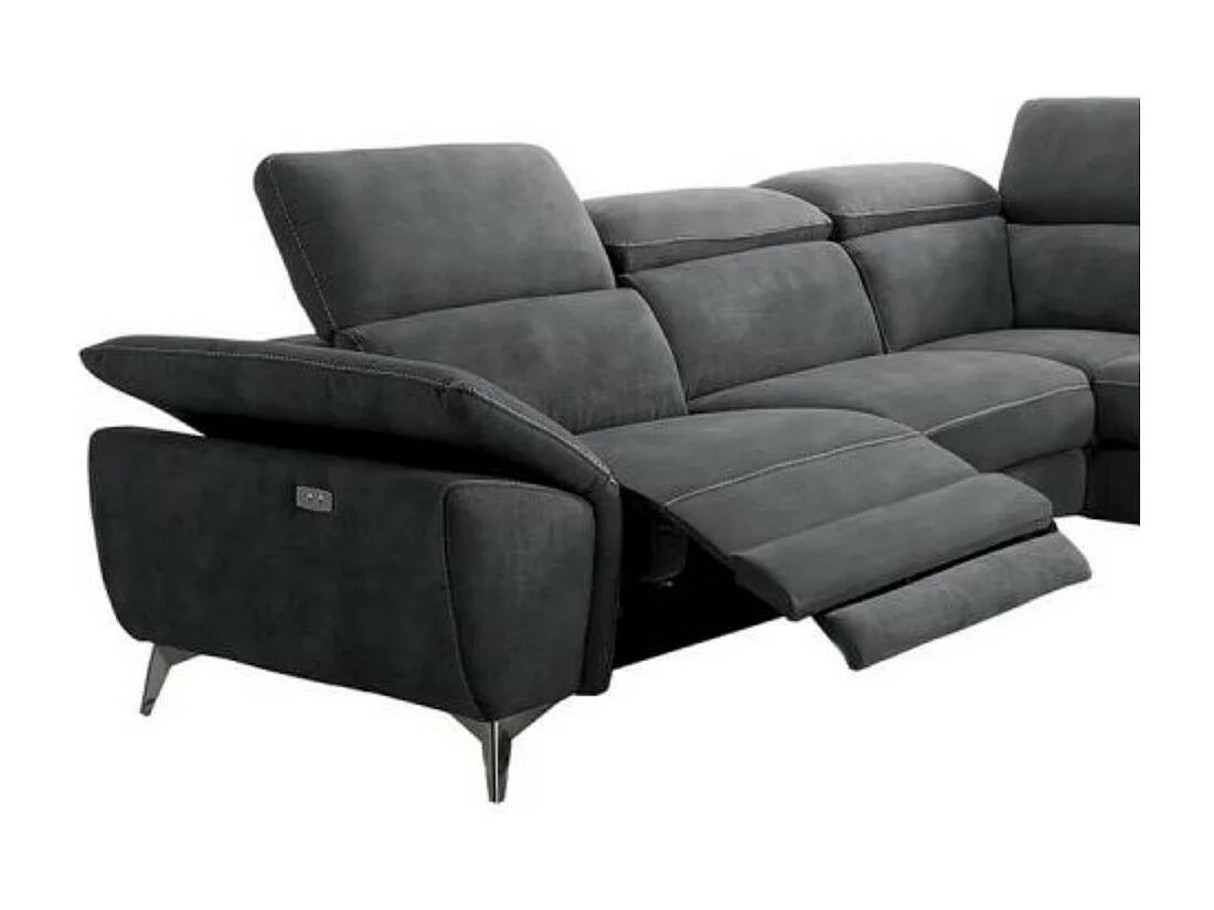 Canapé d'angle de relaxation électrique microfibre Skina-Couleur Gris foncé-angle droit