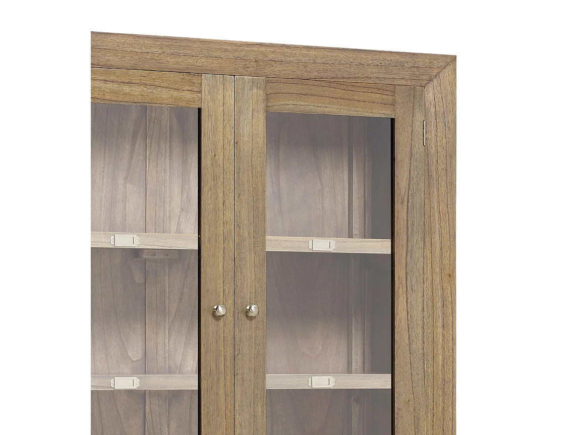 Vitrina mindy madera maciza natural 2 cajones 4 puertas Mazari 100 cm