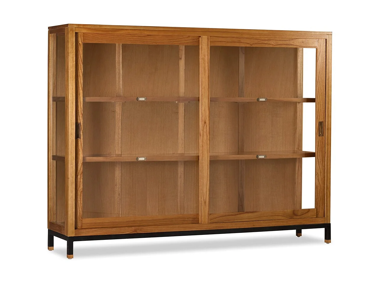 Vitrine en bois clair massif de Mindy 2 portes coulissantes Zandhu 180cm