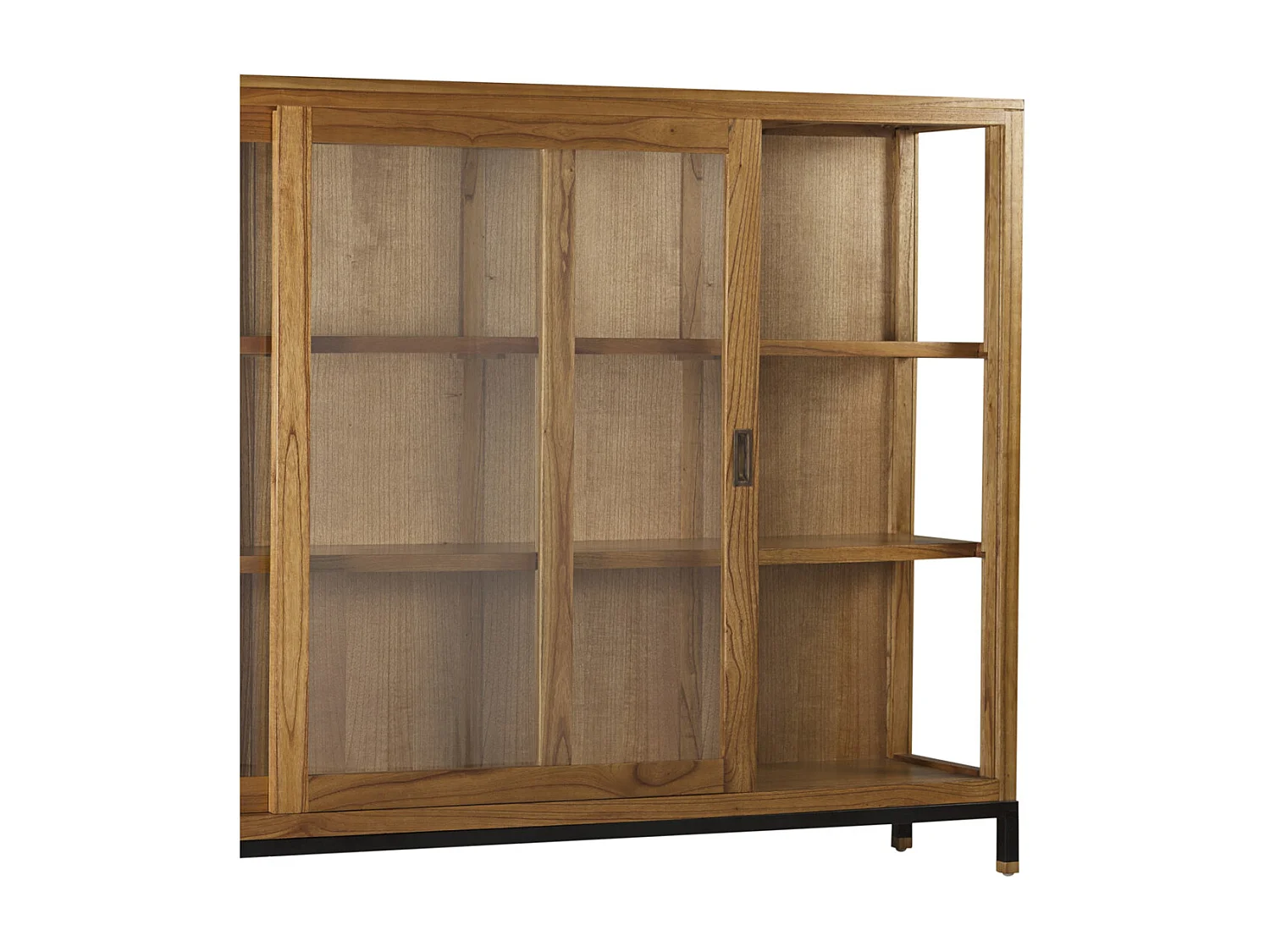 Vitrine en bois clair massif de Mindy 2 portes coulissantes Zandhu 180cm