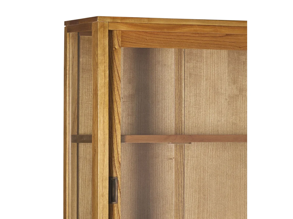 Vitrine en bois clair massif de Mindy 2 portes coulissantes Zandhu 180cm