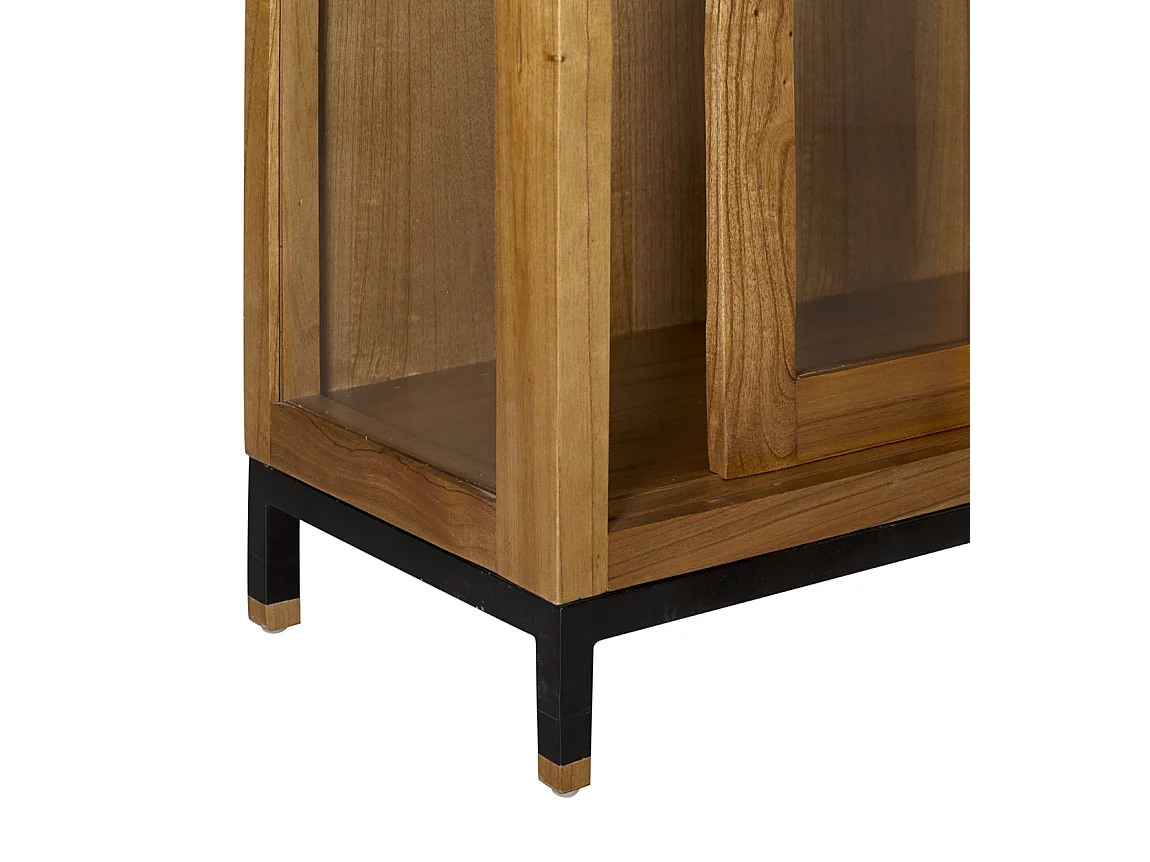 Vitrine en bois clair massif de Mindy 2 portes coulissantes Zandhu 180cm