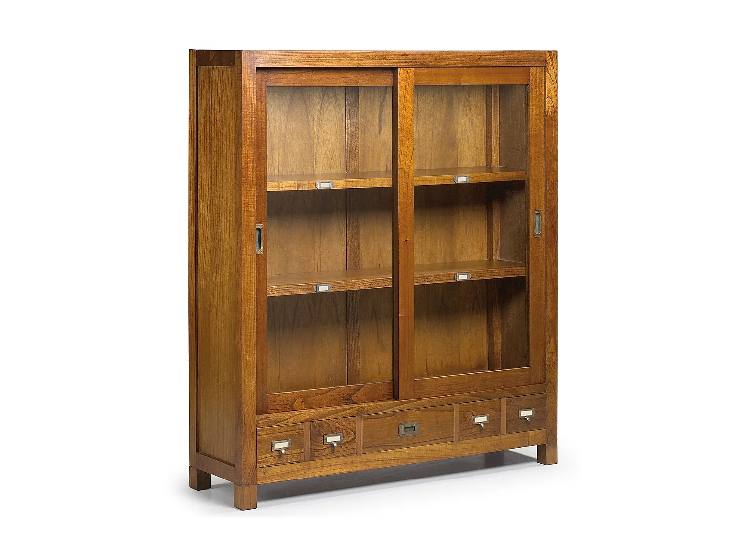 Vitrina Mindy madera maciza 2 puertas correderas 5 cajones Orka 120 cm