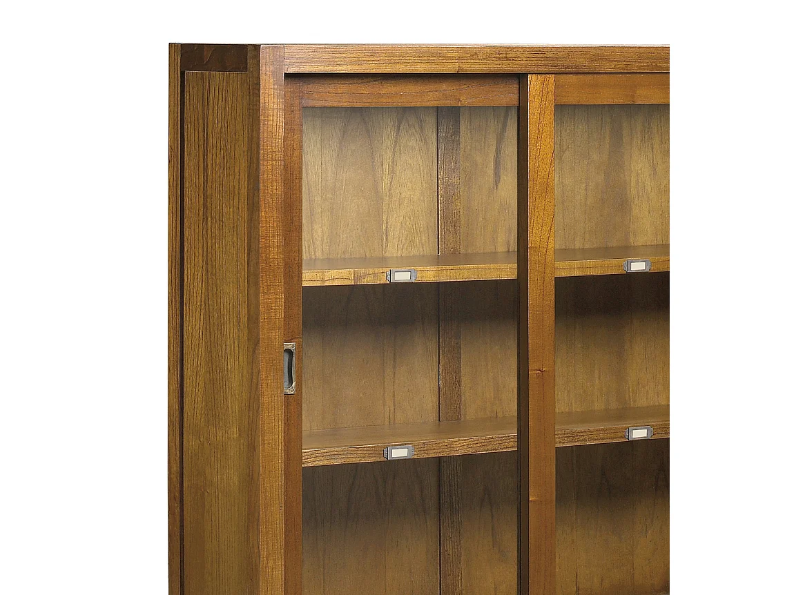 Vitrina Mindy madera maciza 2 puertas correderas 5 cajones Orka 120 cm