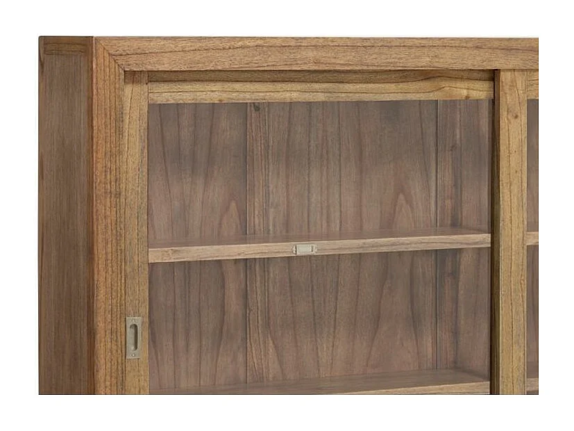 Vitrina Mindy madera maciza natural 2 puertas correderas Mazari 200 cm