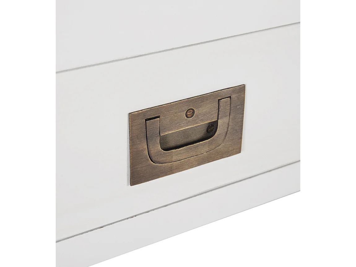 Vitrine 4 portes 2 tiroirs bois massif de mindi blanc Kourame 110cm