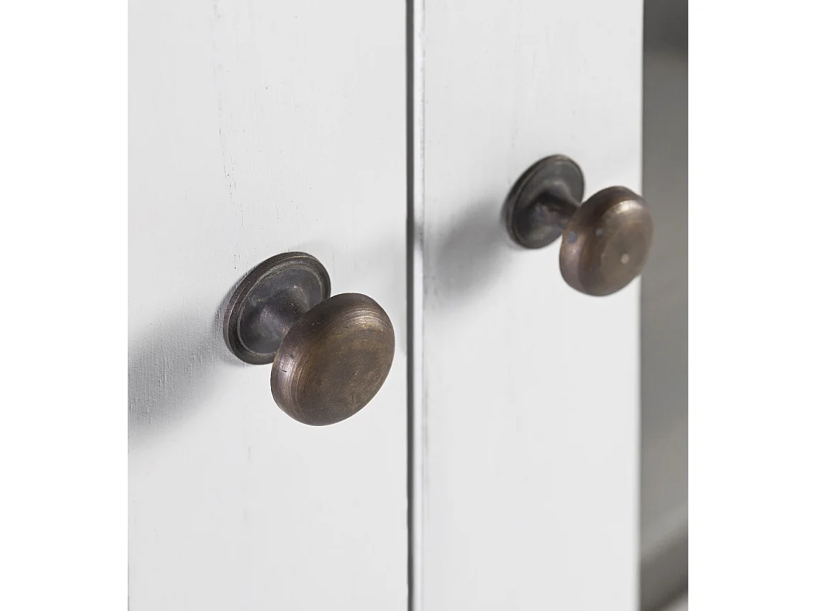 Vitrine 4 portes 2 tiroirs bois massif de mindi blanc Kourame 110cm