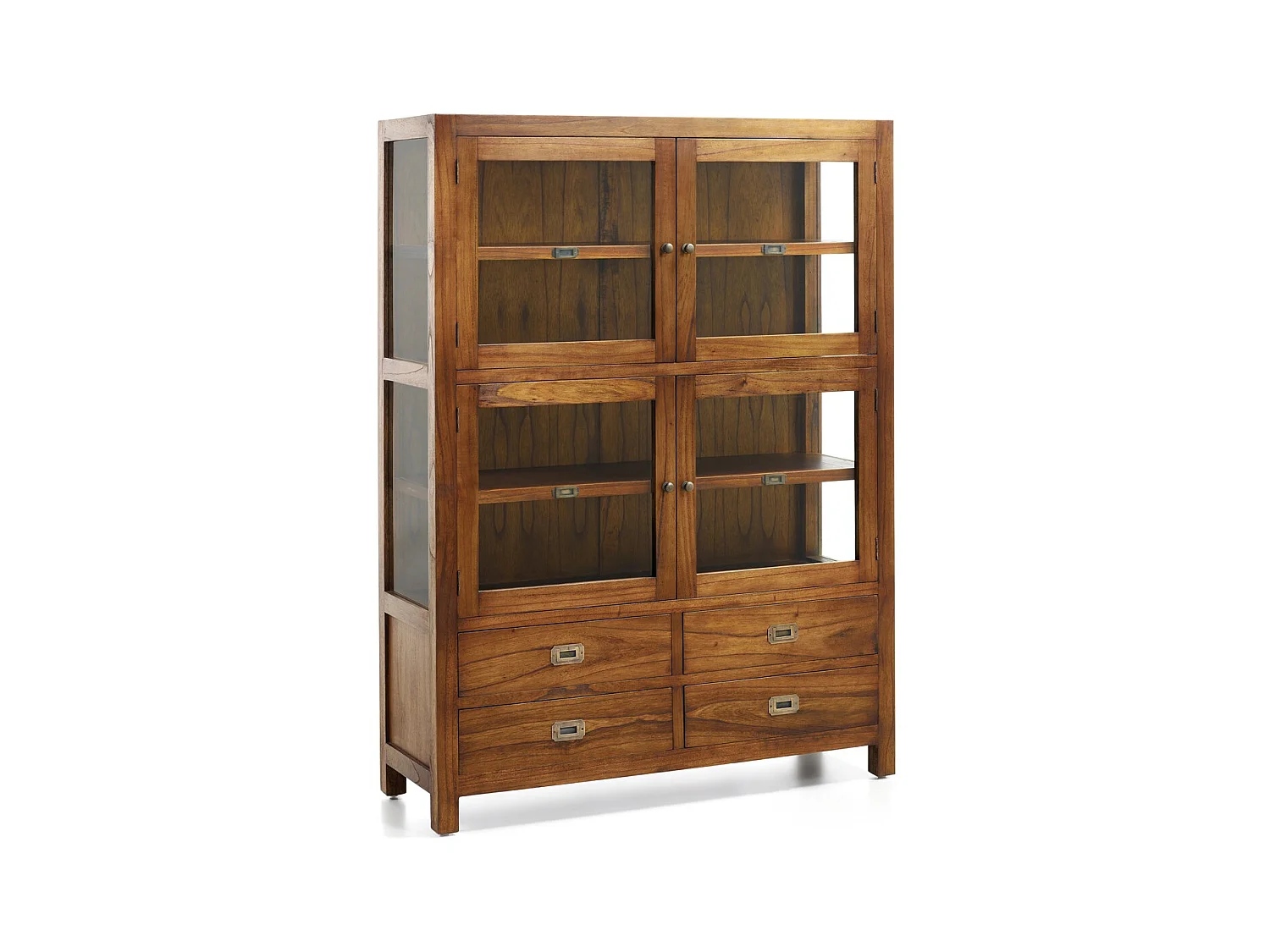 Vitrine en bois massif de Mindy 4 portes 4 tiroirs 2 étagères Orka 115cm