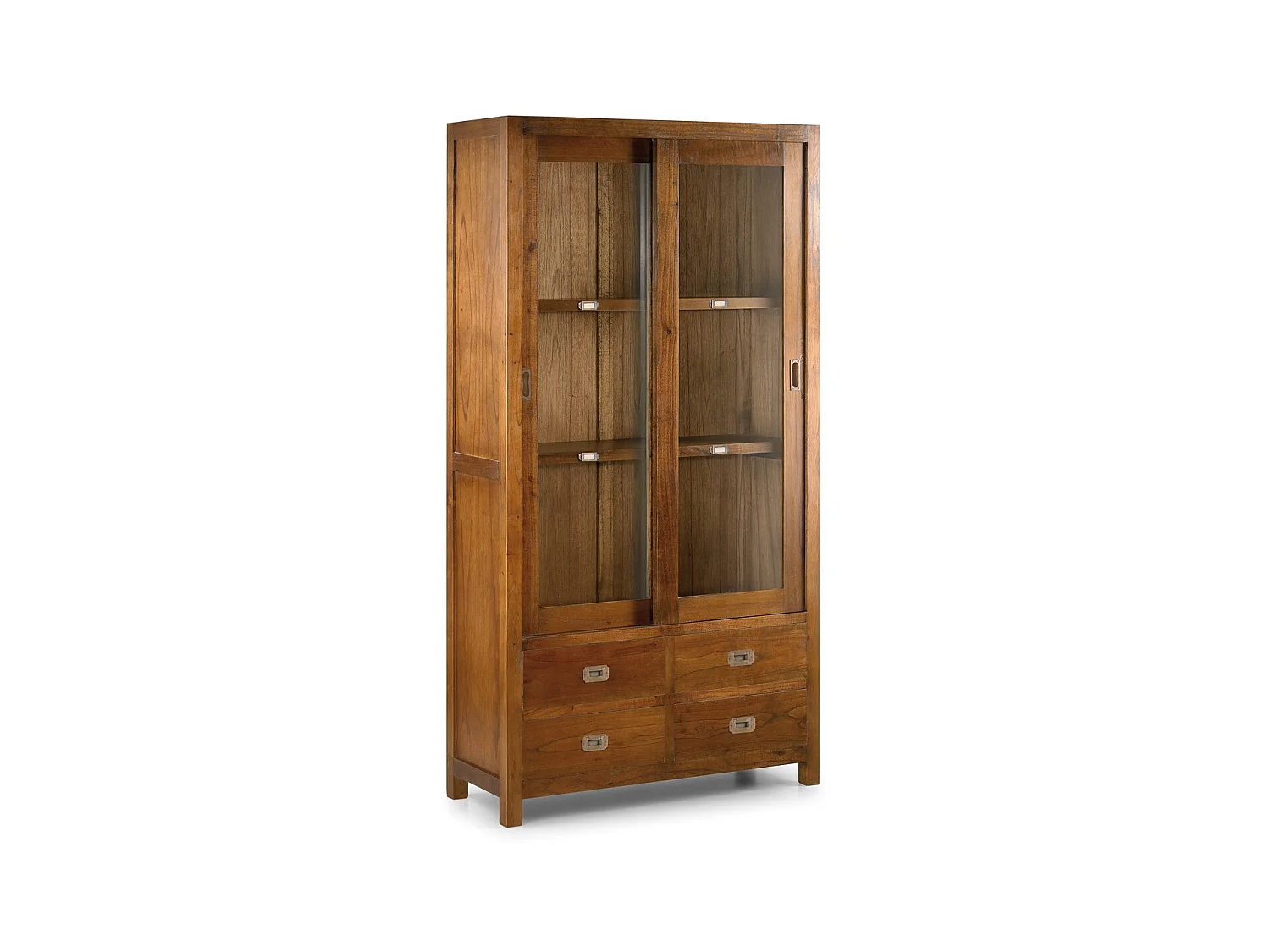 Vitrine en bois massif de Mindy 2 portes 4 tiroirs Orka 100cm