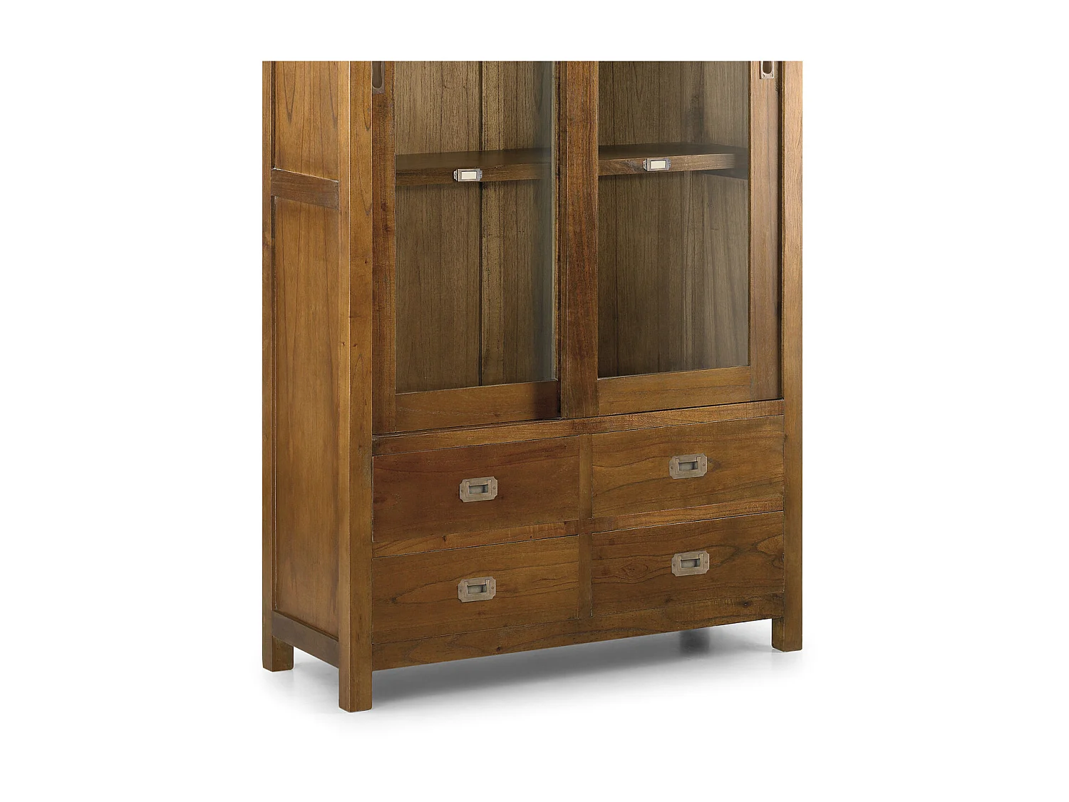 Vitrina Mindy madera maciza 2 puertas 4 cajones Orka 100 cm
