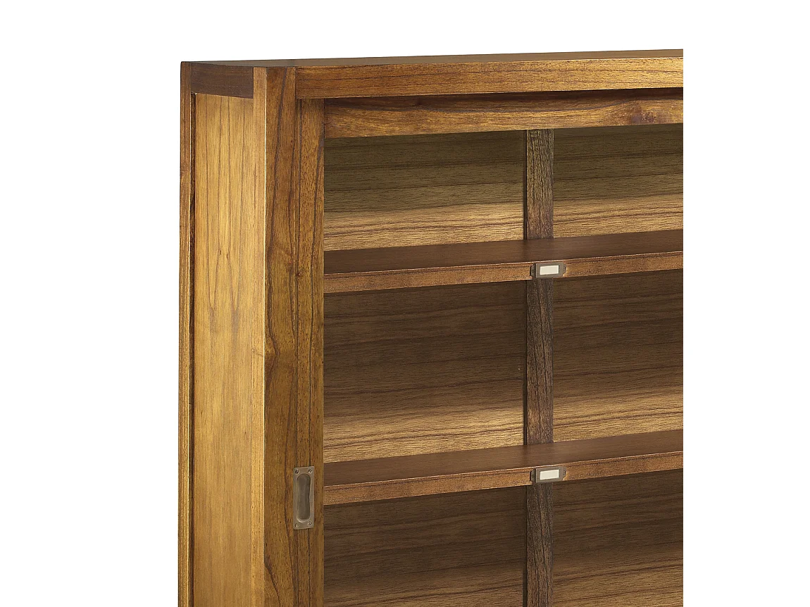 Vitrine en bois massif de Mindy 2 portes coulissantes 3 étagères Orka 120cm