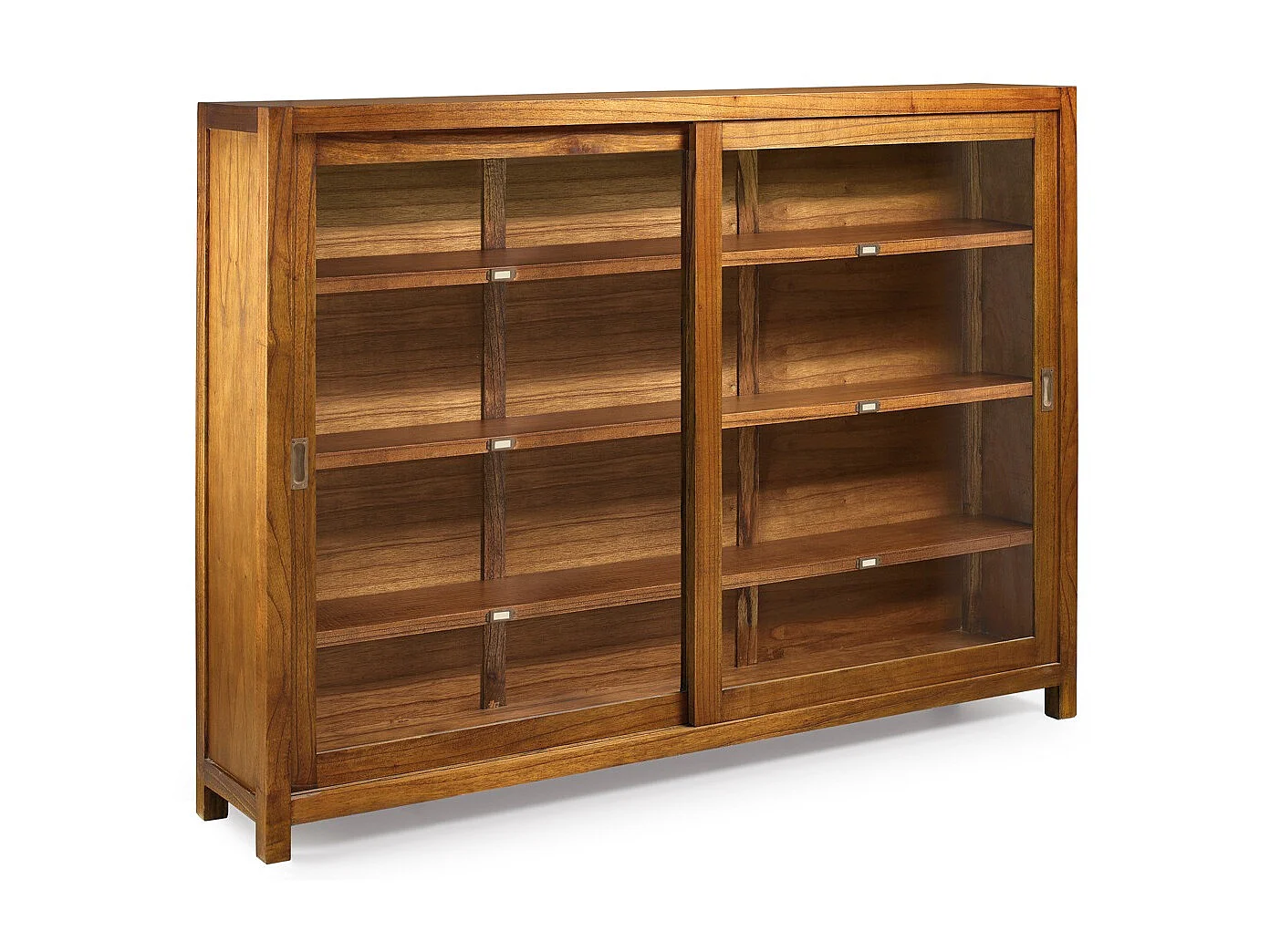 Vitrine en bois massif de Mindy 2 portes coulissantes 3 étagères Orka 120cm