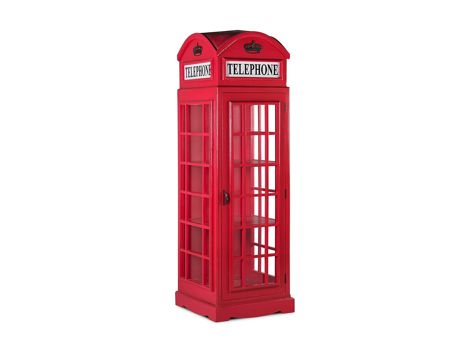 Vitrine cabine téléphonique London en bois rouge 60x185