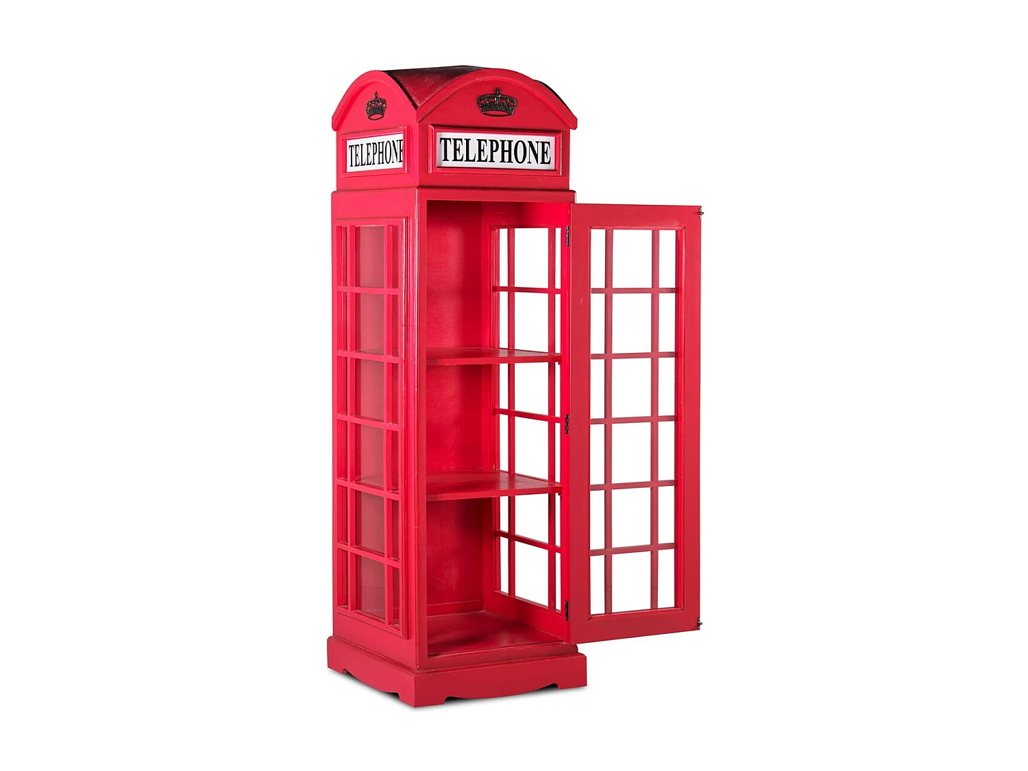 Vitrine cabine téléphonique London en bois rouge 60x185