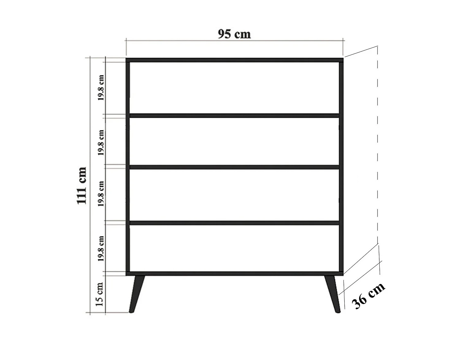 Meuble de rangement 4 portes en bois clair à lamelles Kiza 727