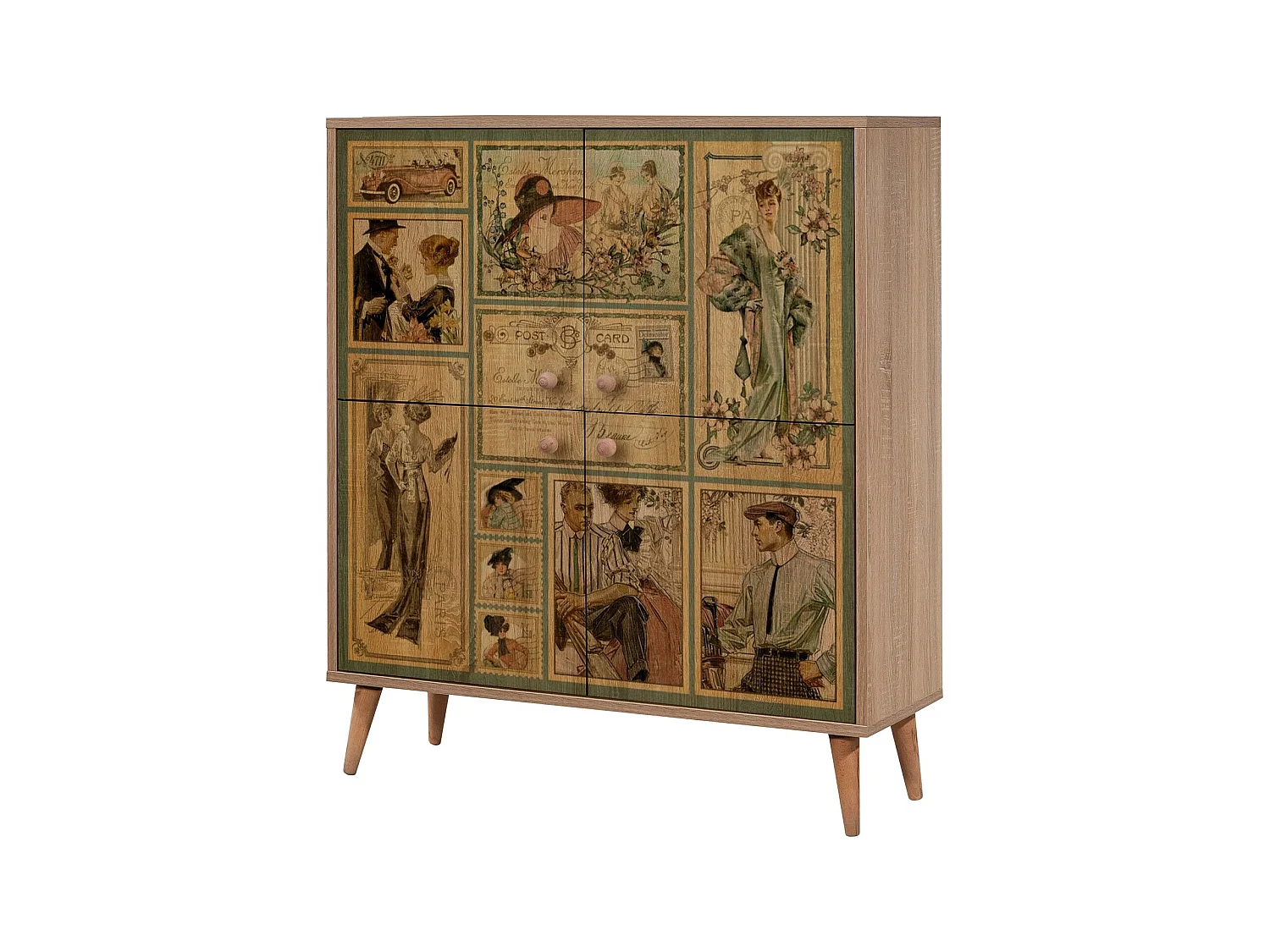 Meuble de rangement 4 portes bois naturel Kiza 732