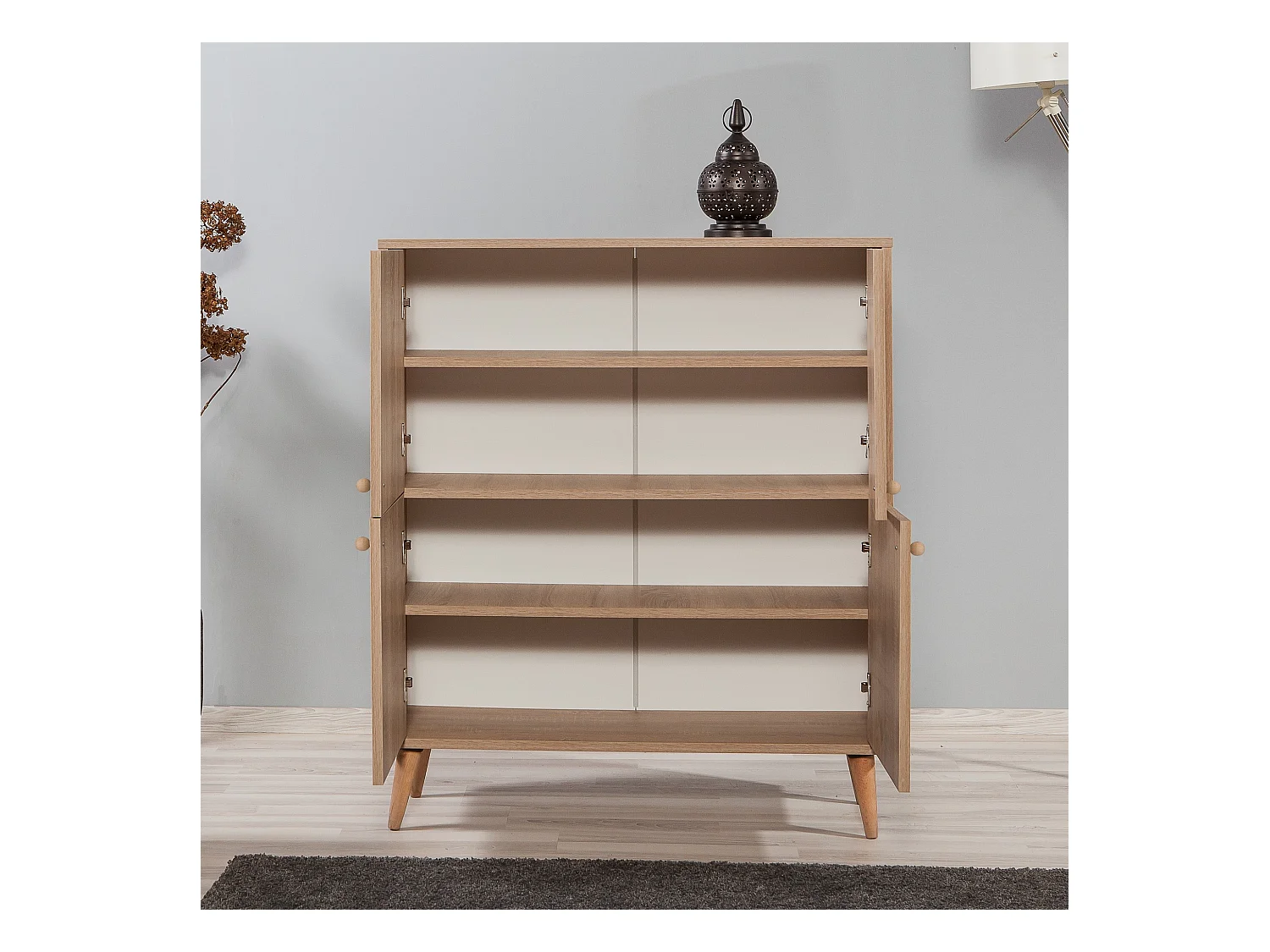 Meuble de rangement 4 portes bois naturel Kiza 732