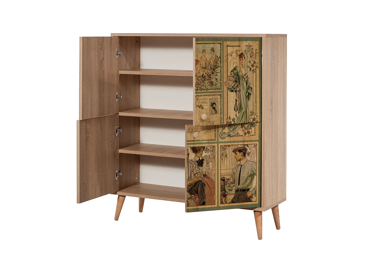 Meuble de rangement 4 portes bois naturel Kiza 732