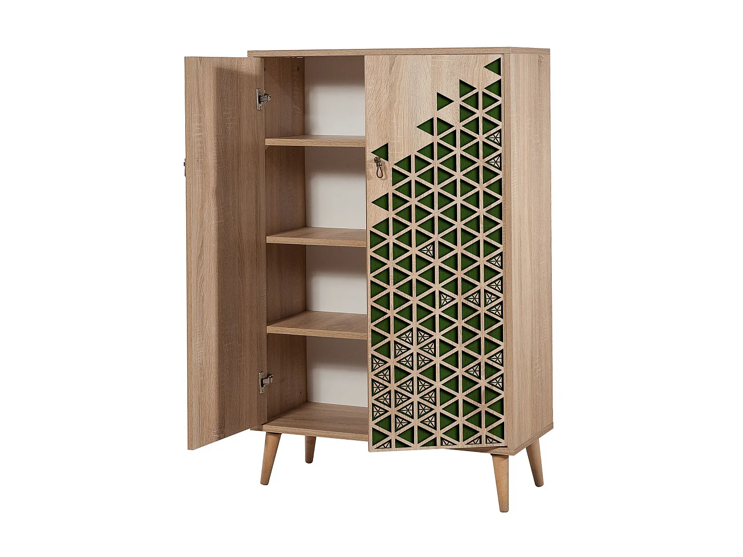 Commode haute 2 portes en bois clair Kiza 121