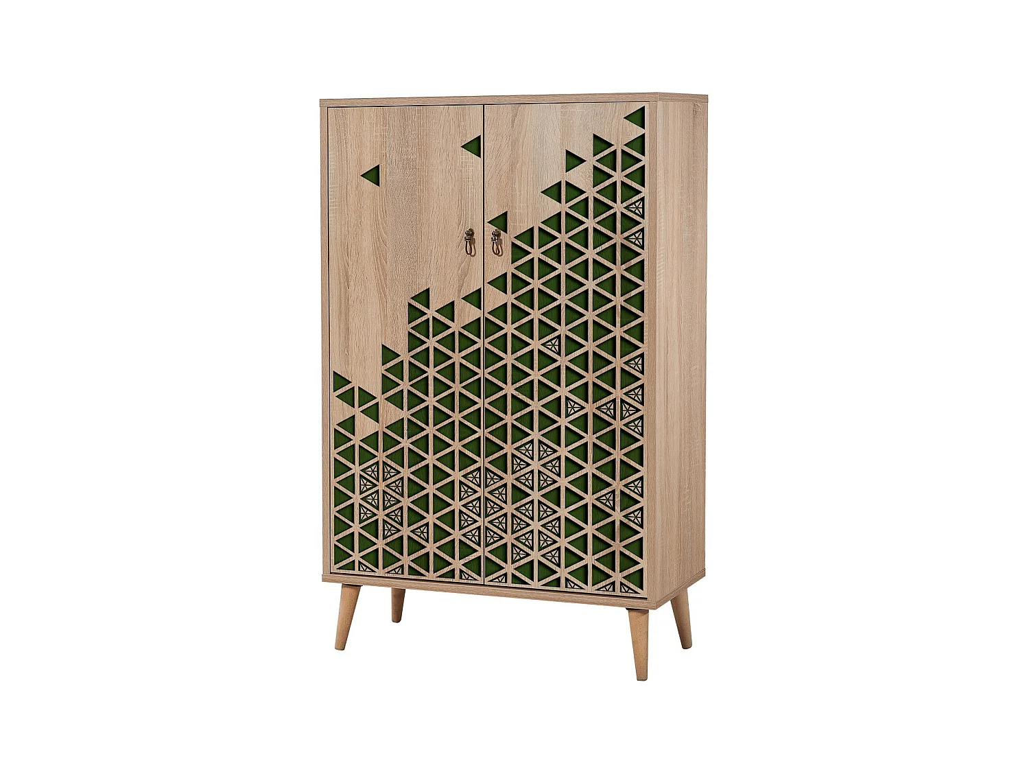 Commode haute 2 portes en bois clair Kiza 121
