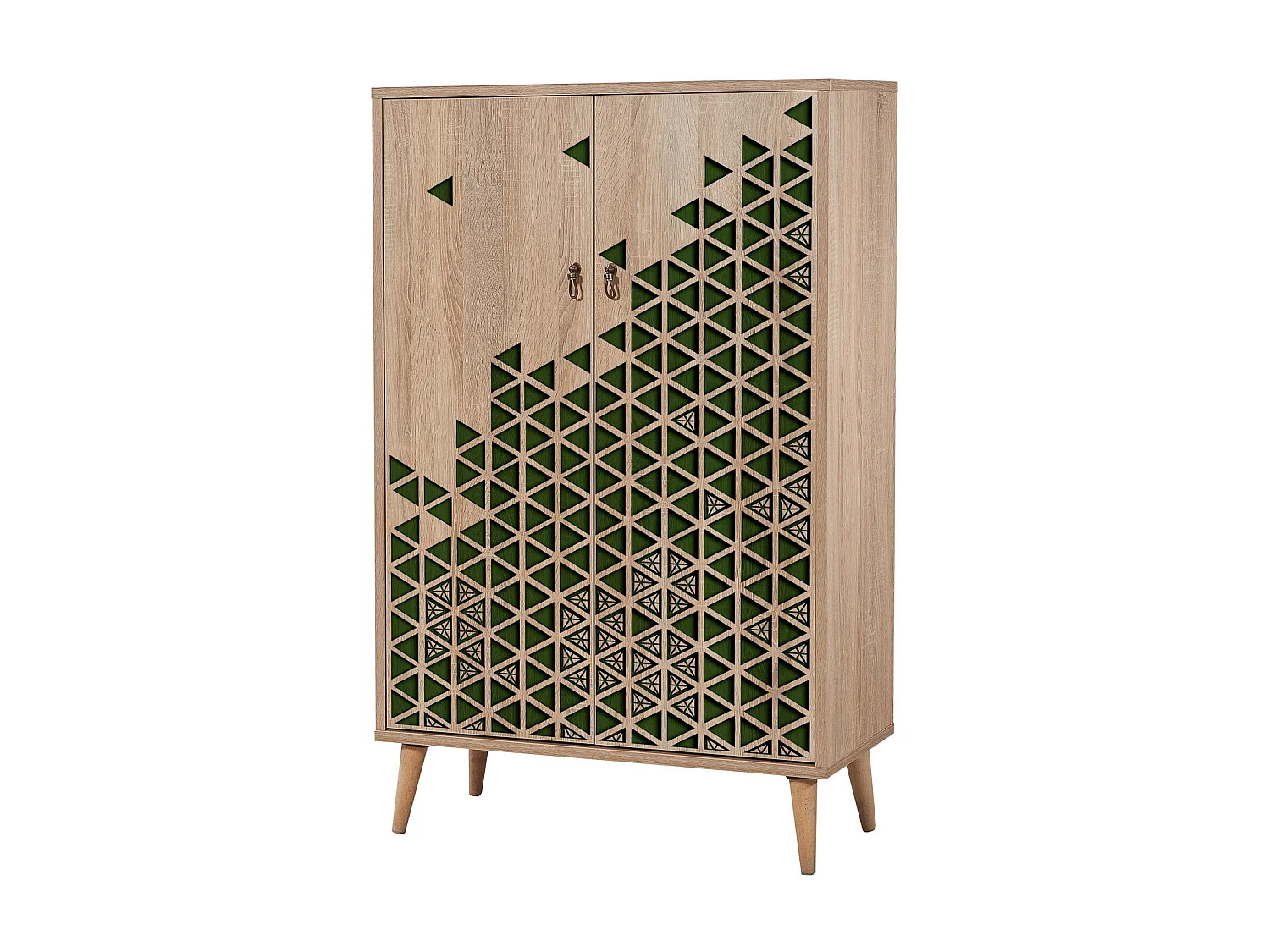 Commode haute 2 portes en bois clair Kiza 121