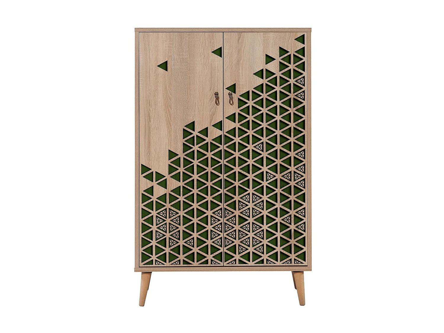 Commode haute 2 portes en bois clair Kiza 121