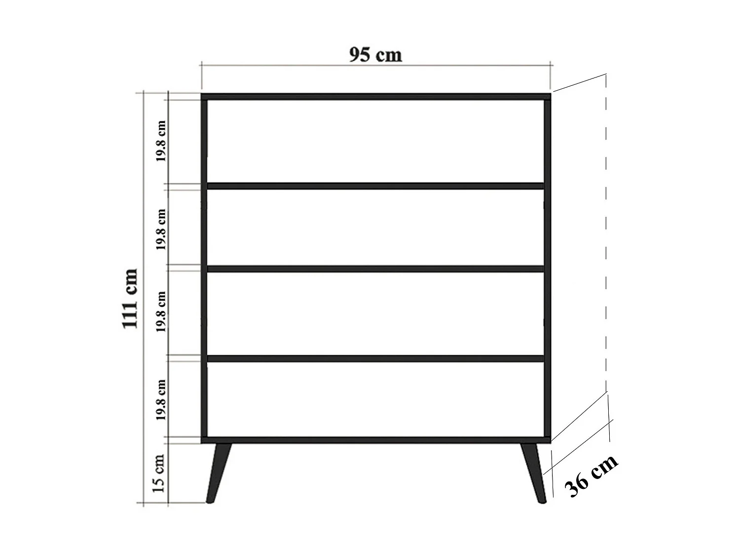 Meuble de rangement 4 portes en bois clair à lamelles Kiza 720