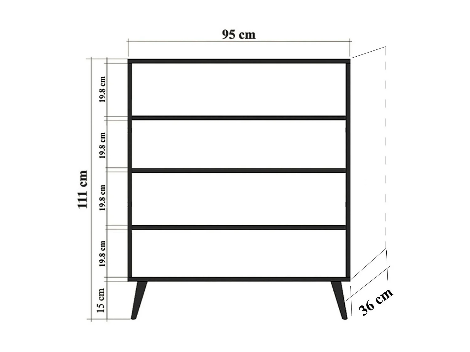 Meuble de rangement 4 portes en bois clair à lamelles Kiza 734