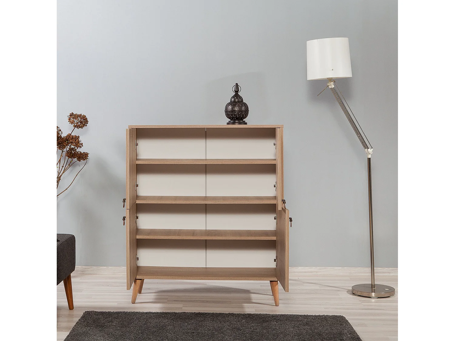 Kiza 734 lichte houten lattenbodem met 4 deuren