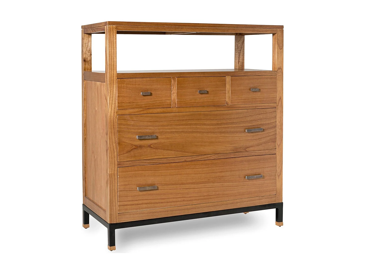 Cómoda Mindy de madera maciza clara 5 cajones Zandhu 180 cm