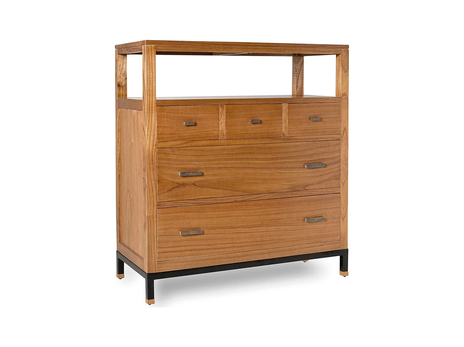 Commode en bois clair massif de Mindy 5 tiroirs Zandhu 180cm