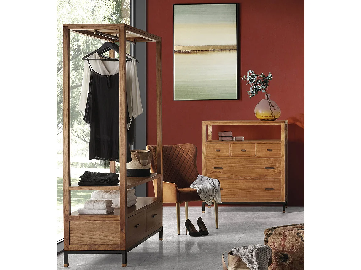 Mindy massief licht houten ladekast 5 lades Zandhu 180 cm