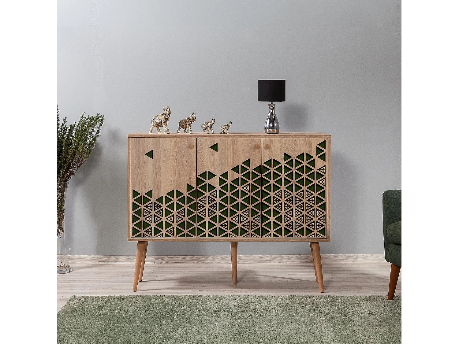 Commode 3 portes en bois clair Kiza 121