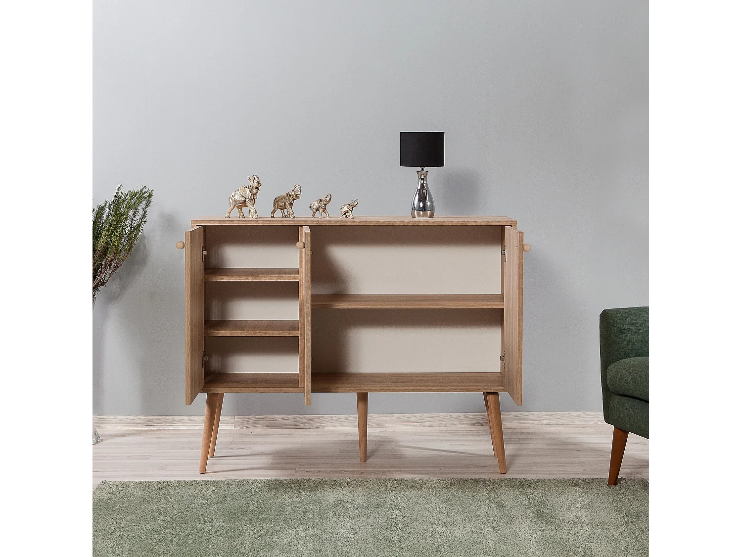 Commode 3 portes en bois clair Kiza 121
