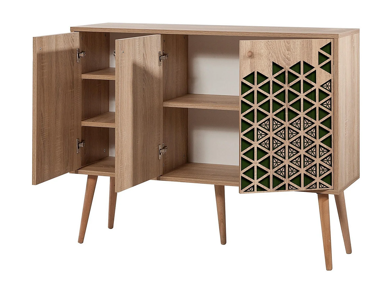 Commode 3 portes en bois clair Kiza 121