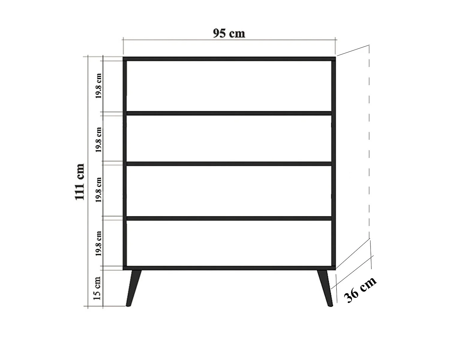 Meuble de rangement 4 portes en bois clair à lamelles Kiza 728