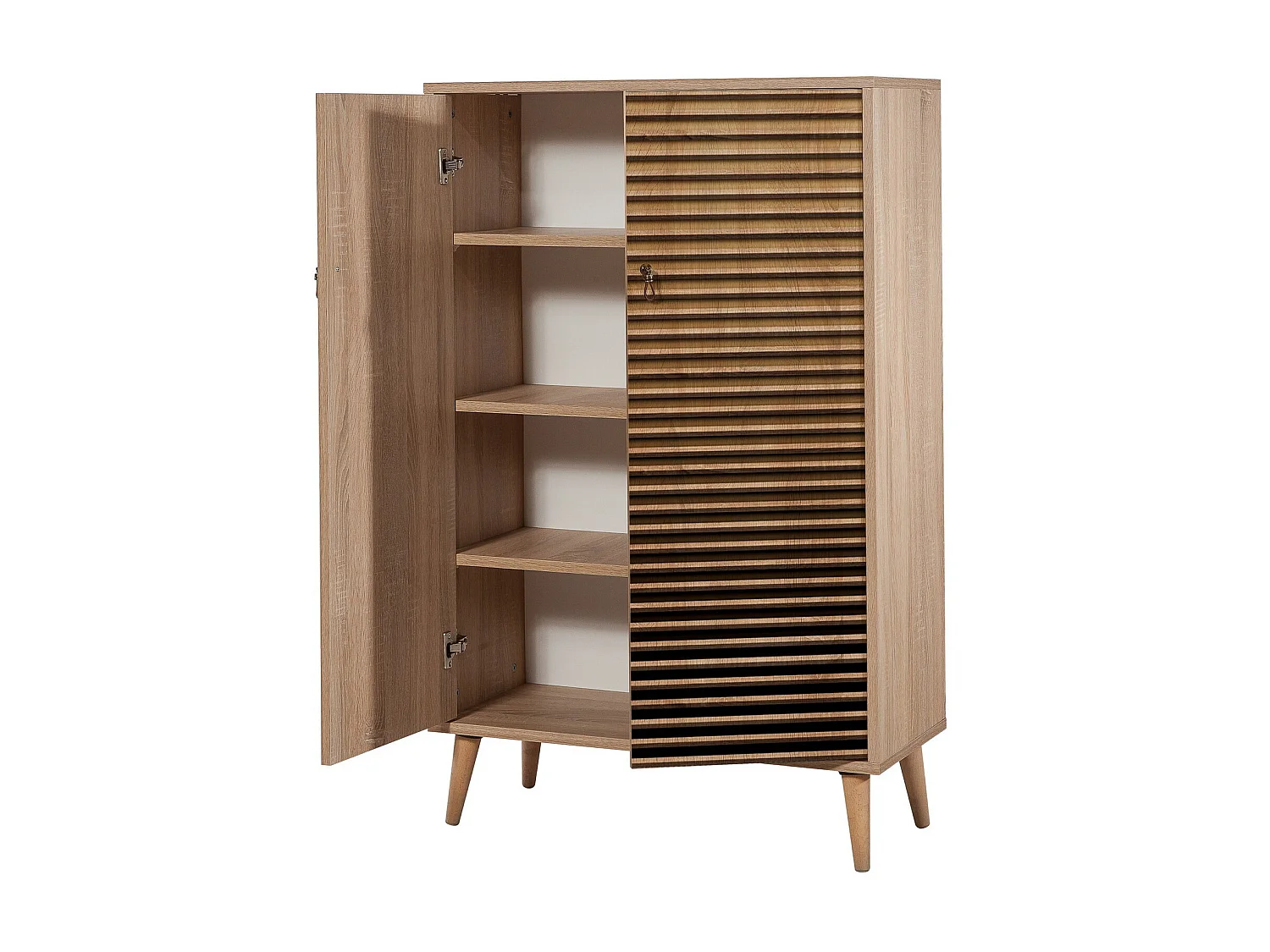 Commode haute 2 portes en bois clair dégradé Kiza 220