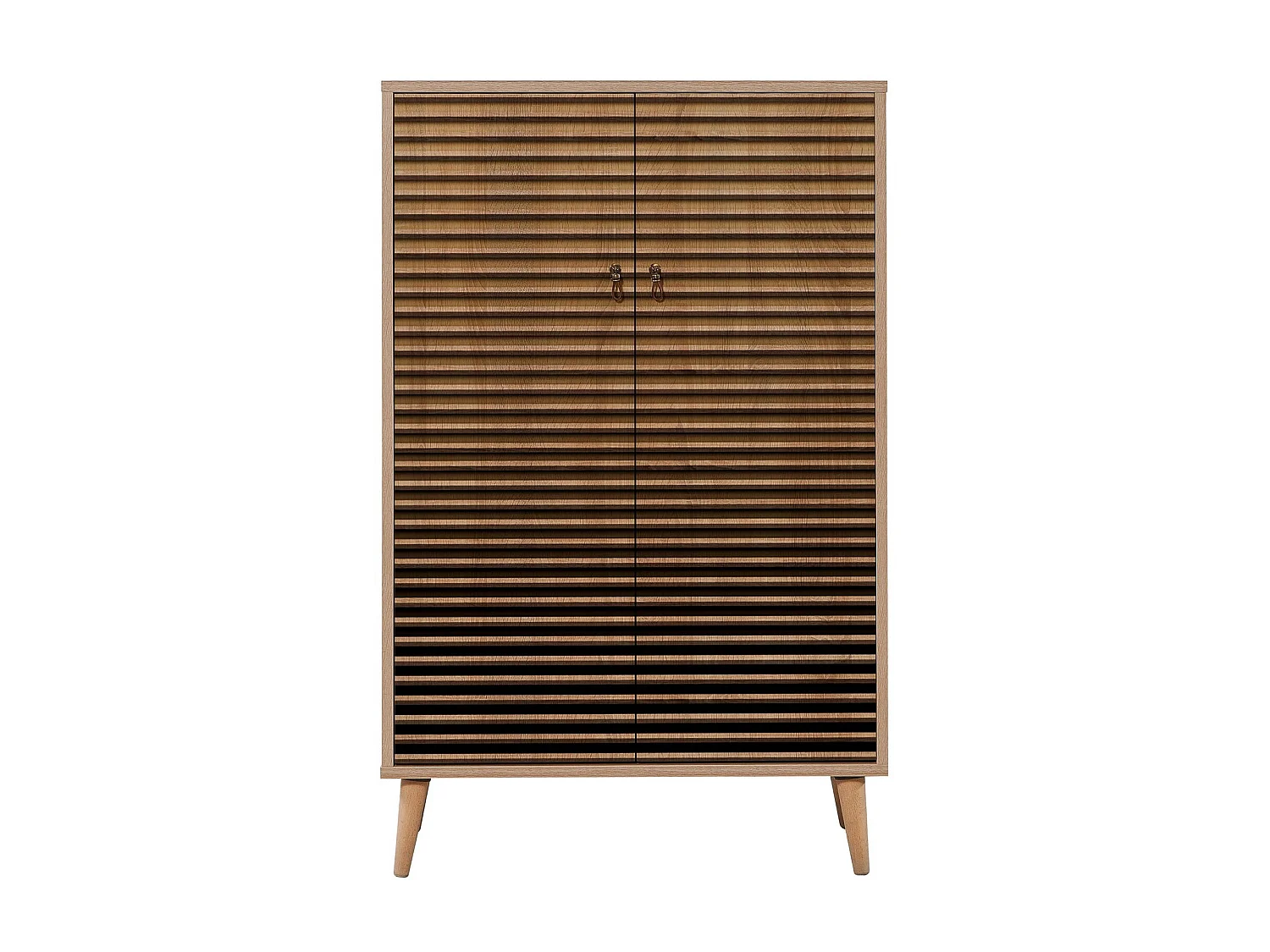 Commode haute 2 portes en bois clair dégradé Kiza 220