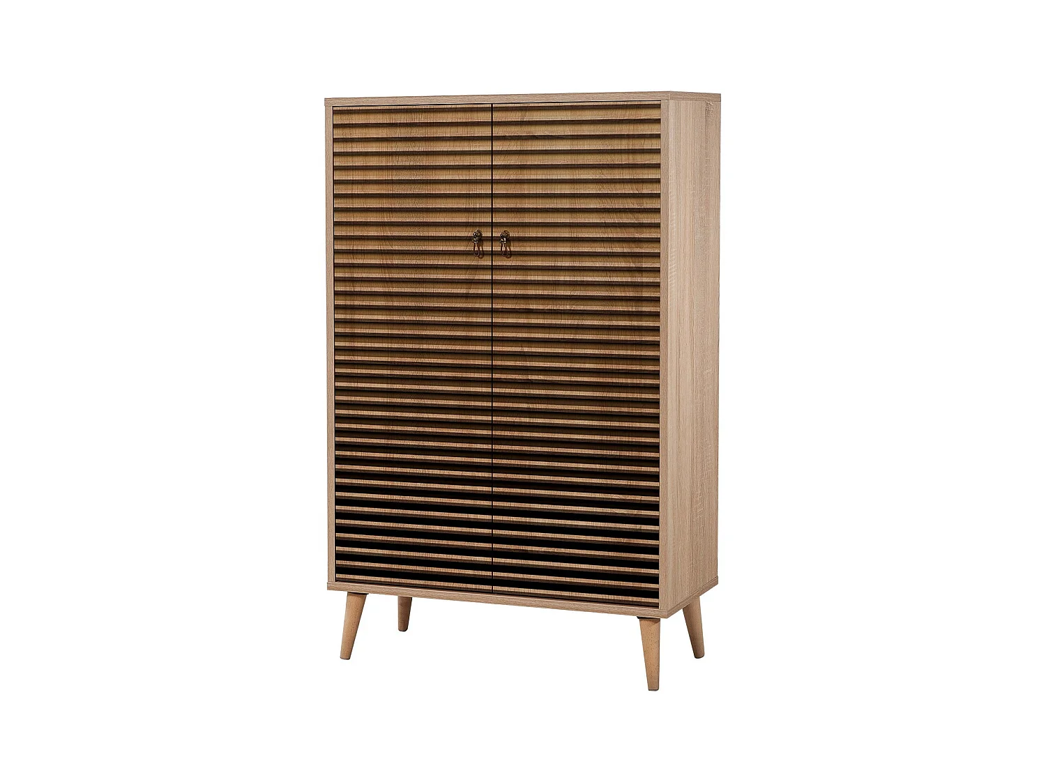 Commode haute 2 portes en bois clair dégradé Kiza 220