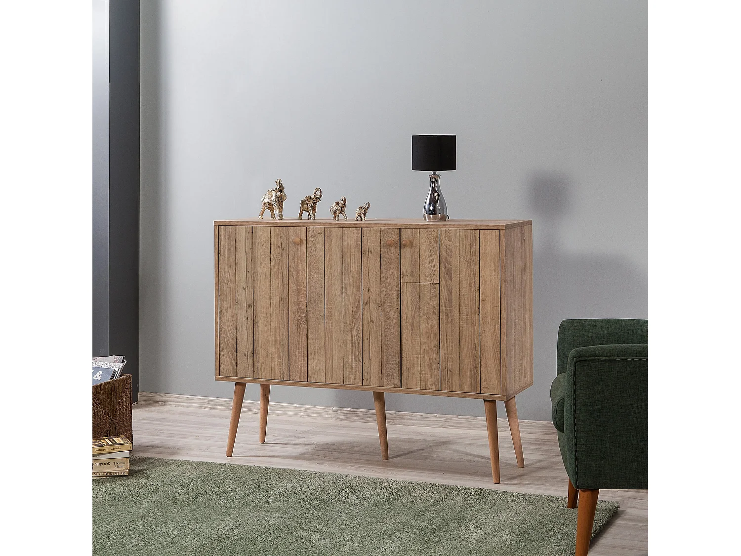 Commode 3 portes en bois clair Kiza 728