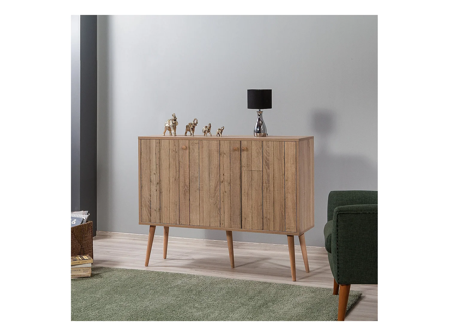 Commode 3 portes en bois clair Kiza 728