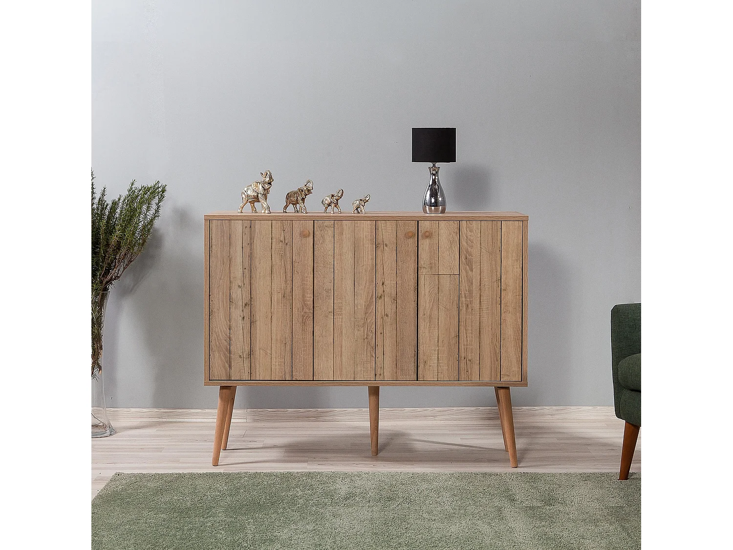 Commode 3 portes en bois clair Kiza 728