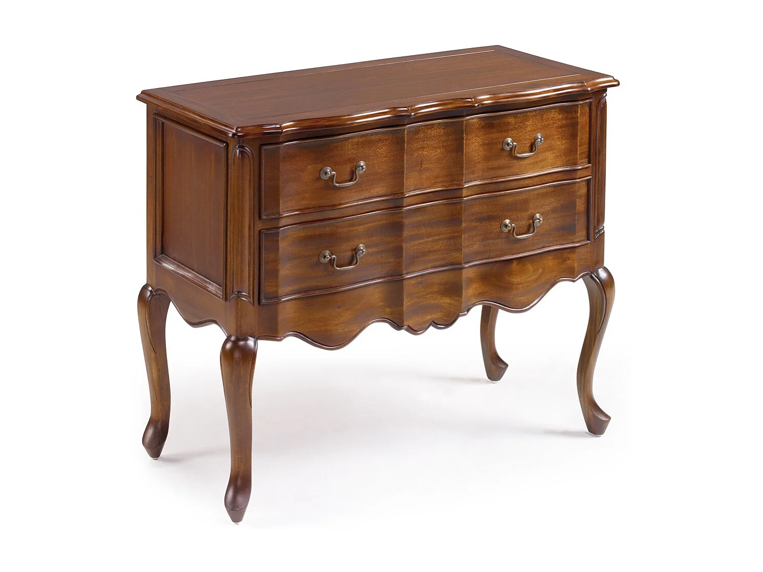 Commode en bois d'acajou marron 2 tiroirs Castle 90cm