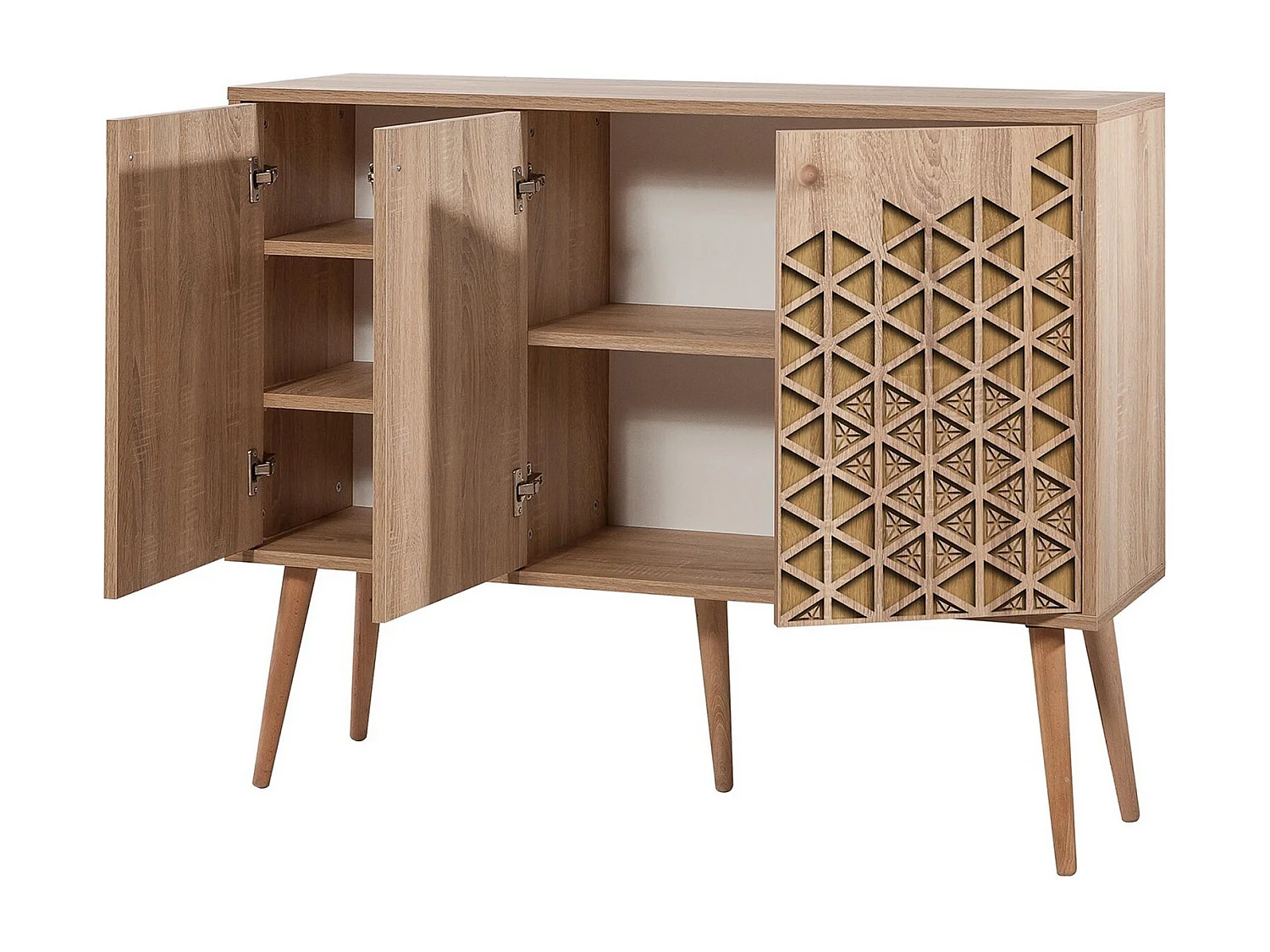 Commode 3 portes en bois clair Kiza 120