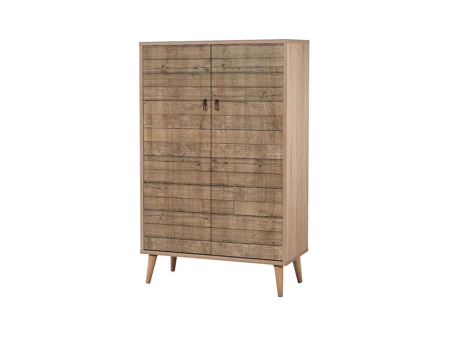 Commode haute 2 portes en bois clair Kiza 728