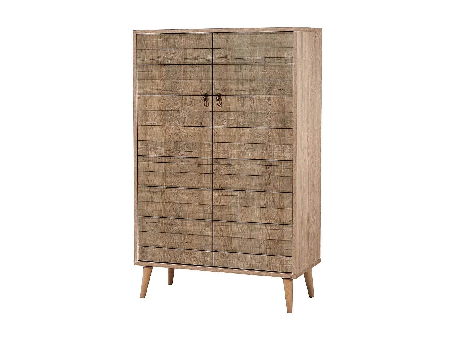 Commode haute 2 portes en bois clair Kiza 728