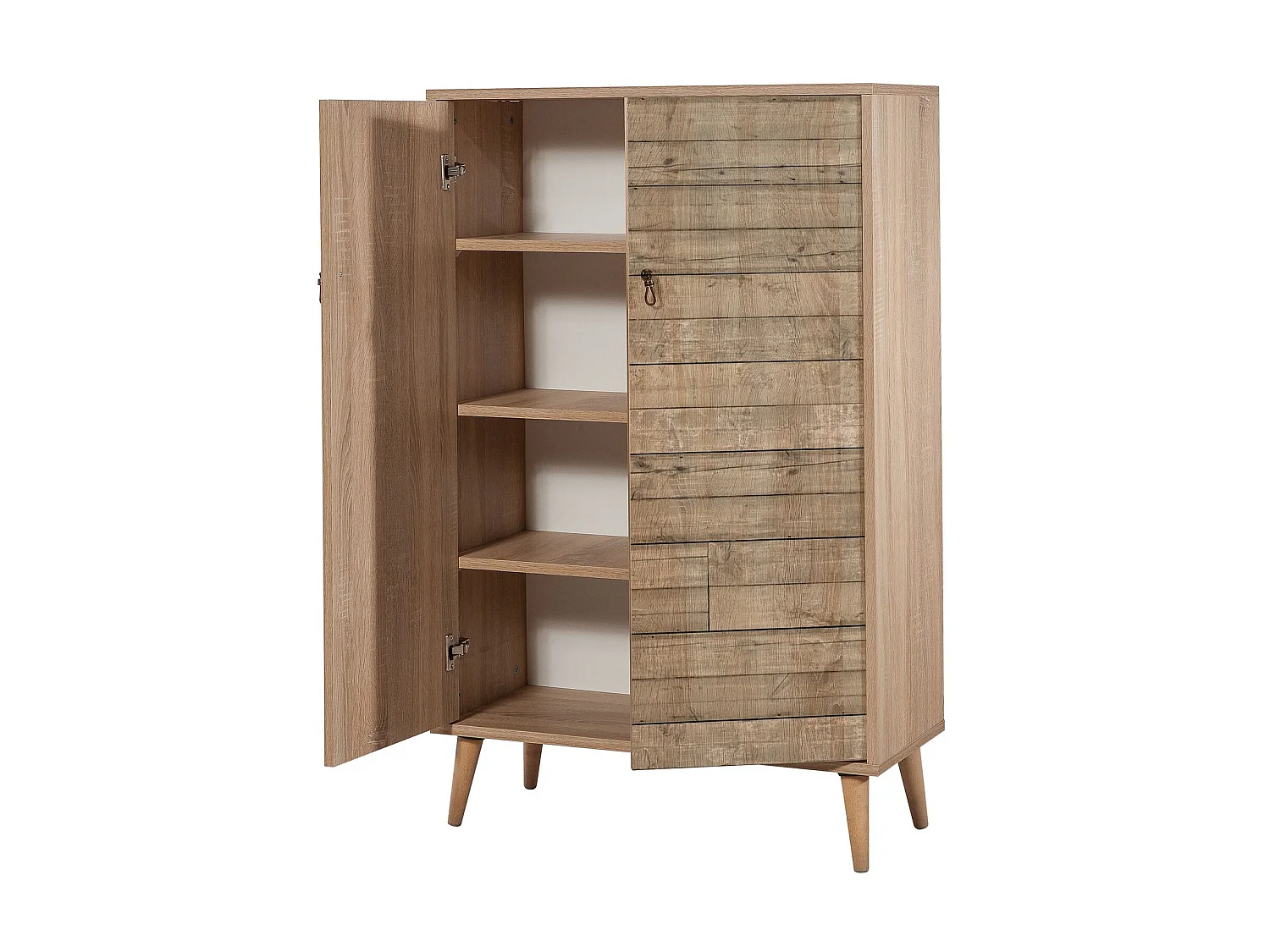 Commode haute 2 portes en bois clair Kiza 728