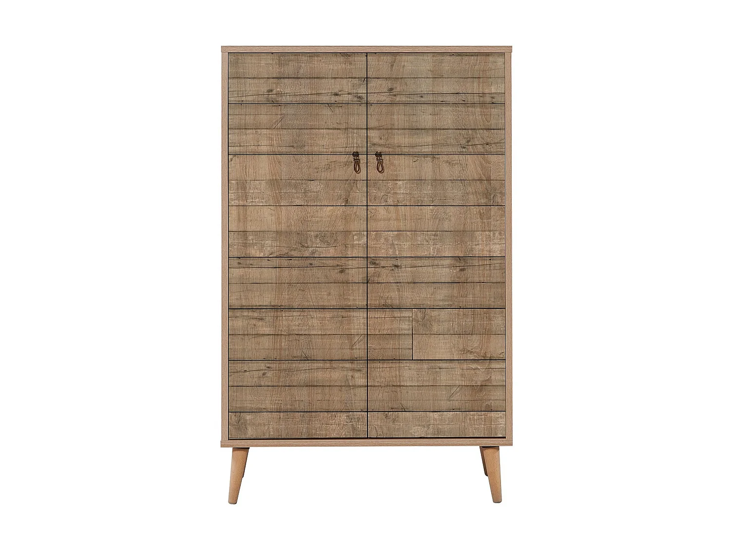 Commode haute 2 portes en bois clair Kiza 728