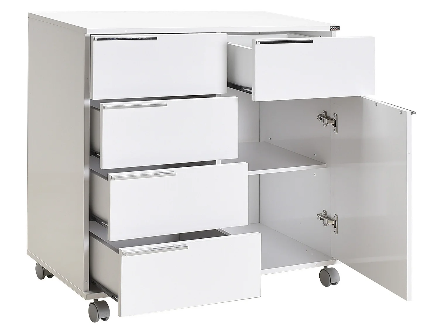 Witte multifunctionele ladekast 1 deur 5 laden Lika 85 cm