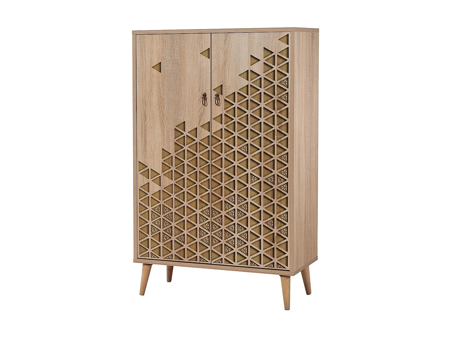 Commode haute 2 portes en bois clair Kiza 120